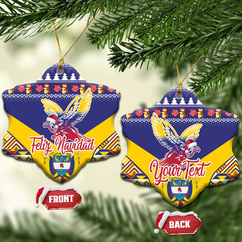Personalized Colombia Christmas Ceramic Ornament Andean Condor With Seamless Pattern LT18