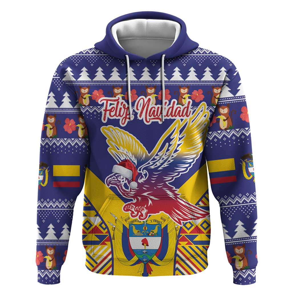 Personalized Colombia Christmas Hoodie Andean Condor With Seamless Pattern LT18