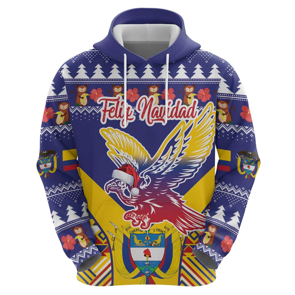 Personalized Colombia Christmas Hoodie Andean Condor With Seamless Pattern LT18