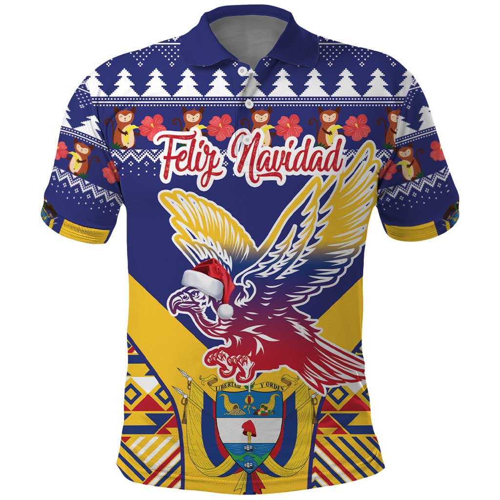 Personalized Colombia Christmas Polo Shirt Andean Condor With Seamless Pattern LT18
