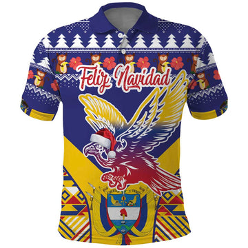 Personalized Colombia Christmas Polo Shirt Andean Condor With Seamless Pattern LT18