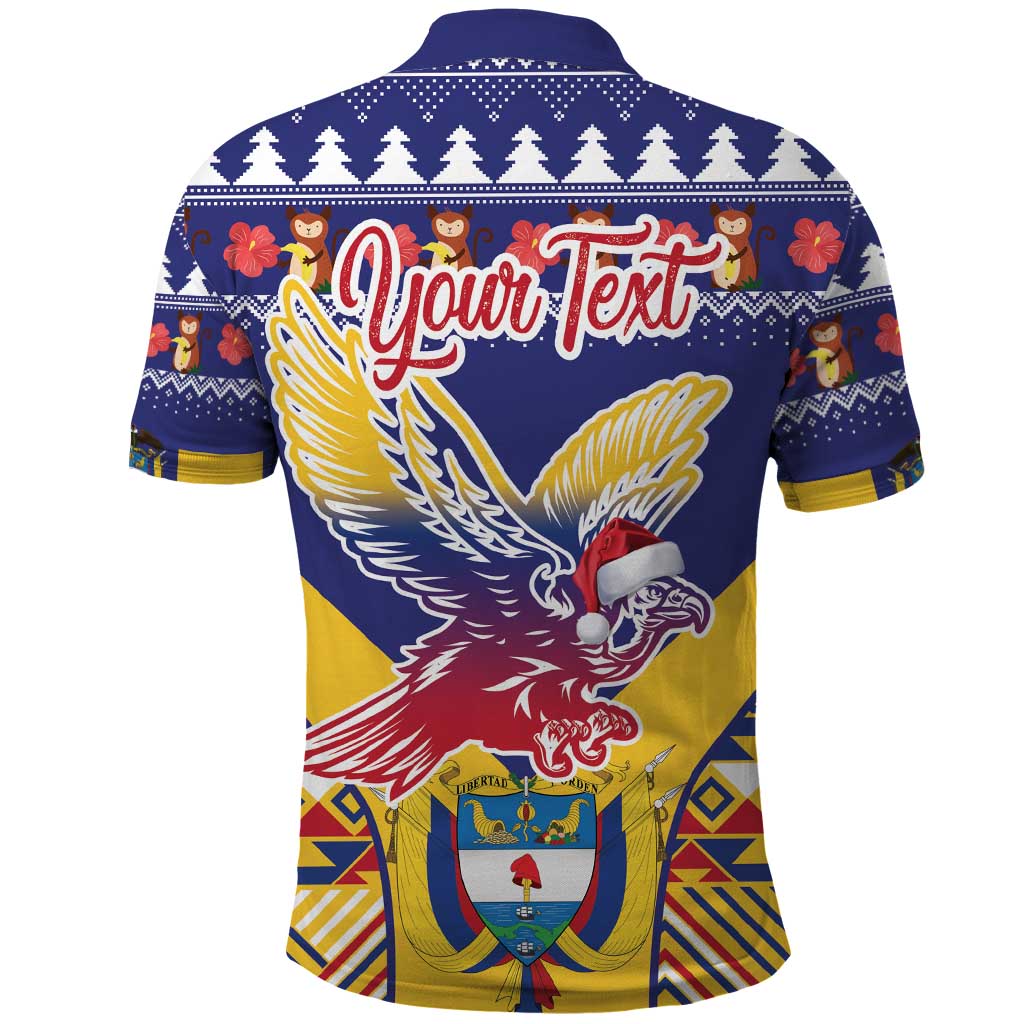 Personalized Colombia Christmas Polo Shirt Andean Condor With Seamless Pattern LT18