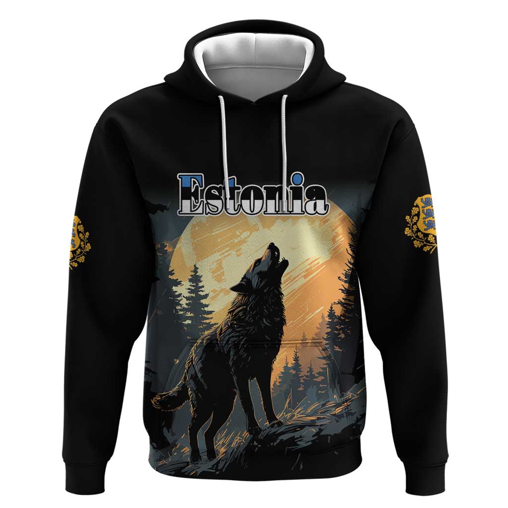 Personalized Estonia Hoodie Wolf Howling At The Moon LT18