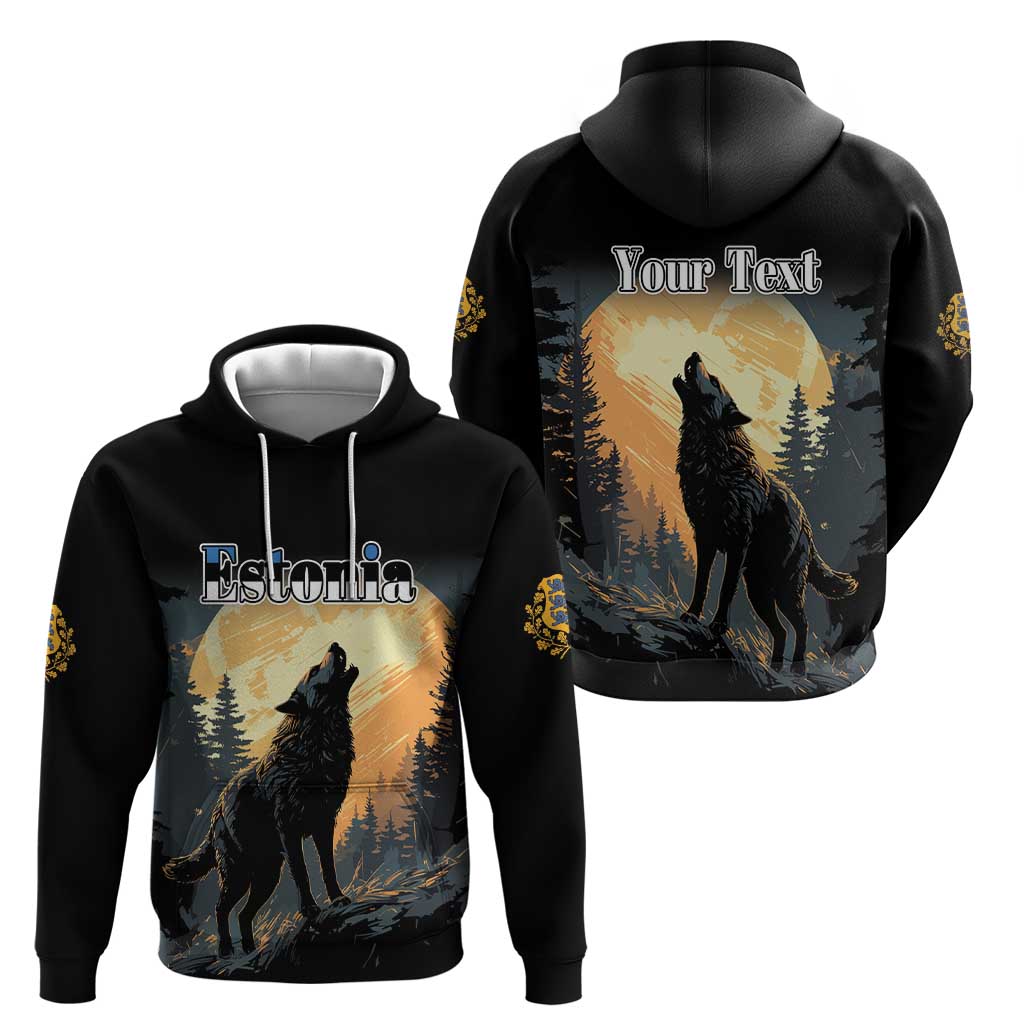 Personalized Estonia Hoodie Wolf Howling At The Moon LT18