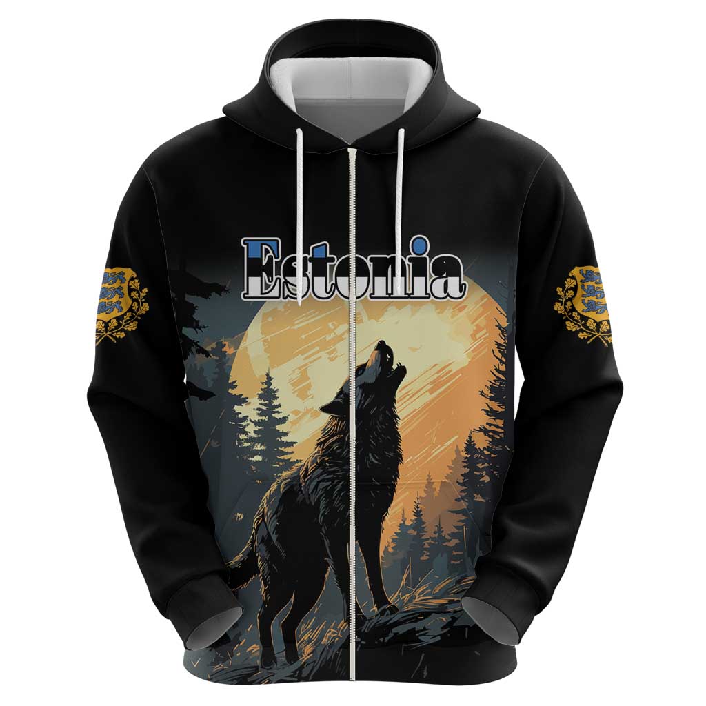 Personalized Estonia Hoodie Wolf Howling At The Moon LT18