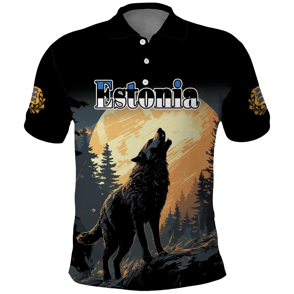 Personalized Estonia Polo Shirt Wolf Howling At The Moon LT18