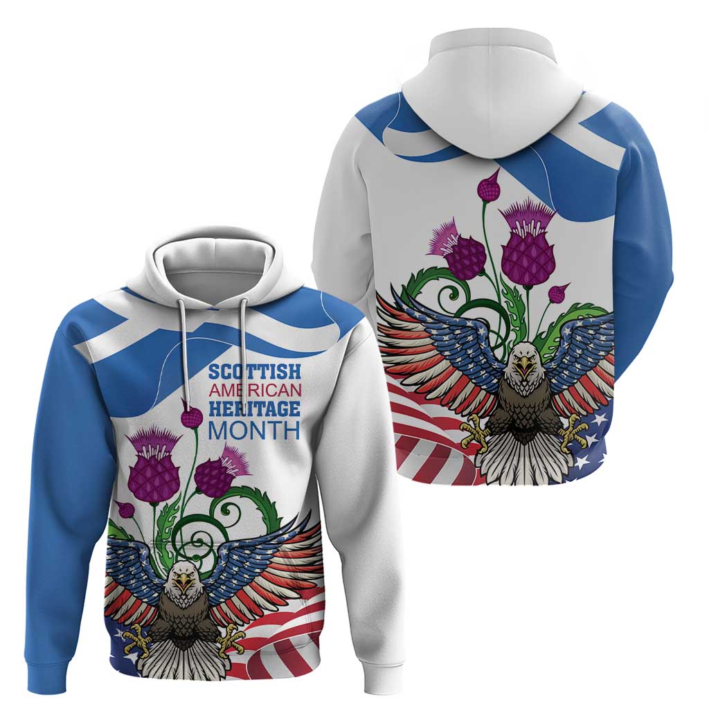 Scottish American Heritage Month Hoodie Thistle And American Eagle LT18