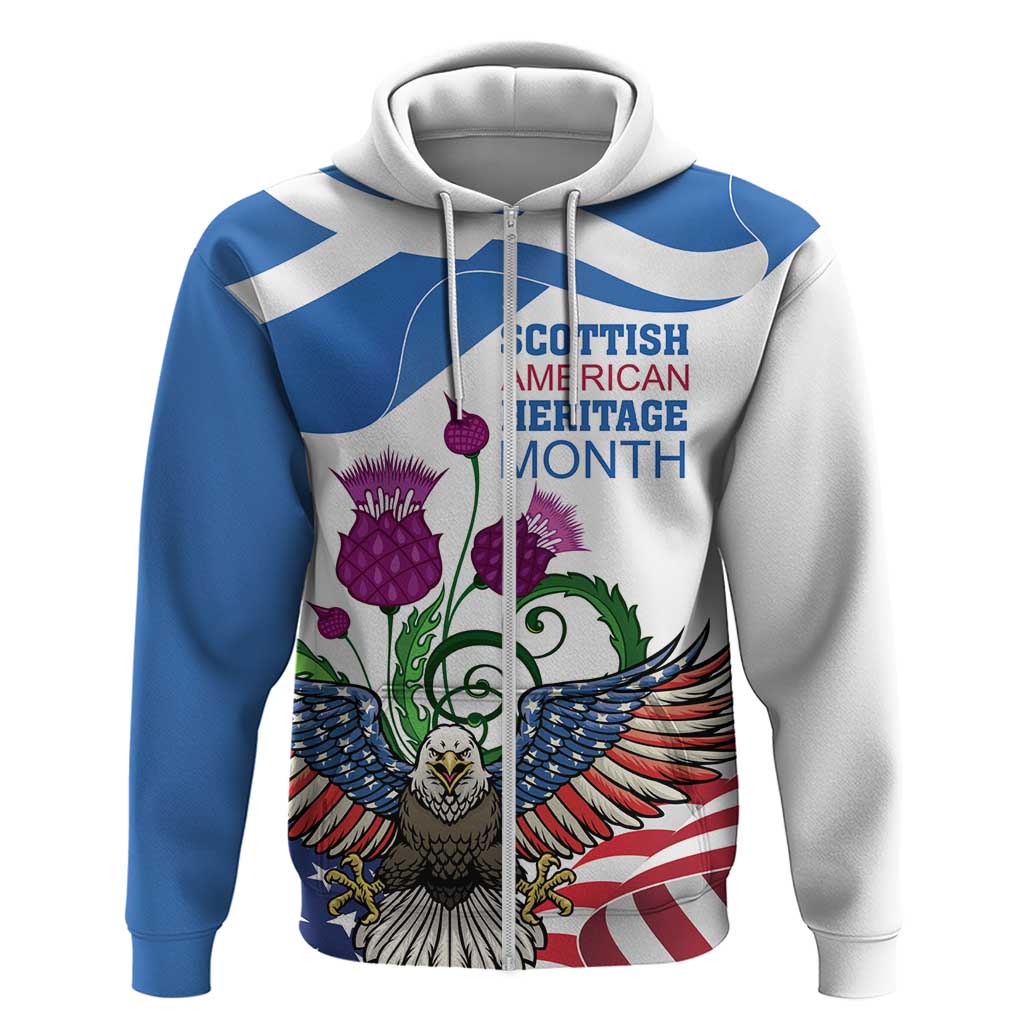 Scottish American Heritage Month Hoodie Thistle And American Eagle LT18