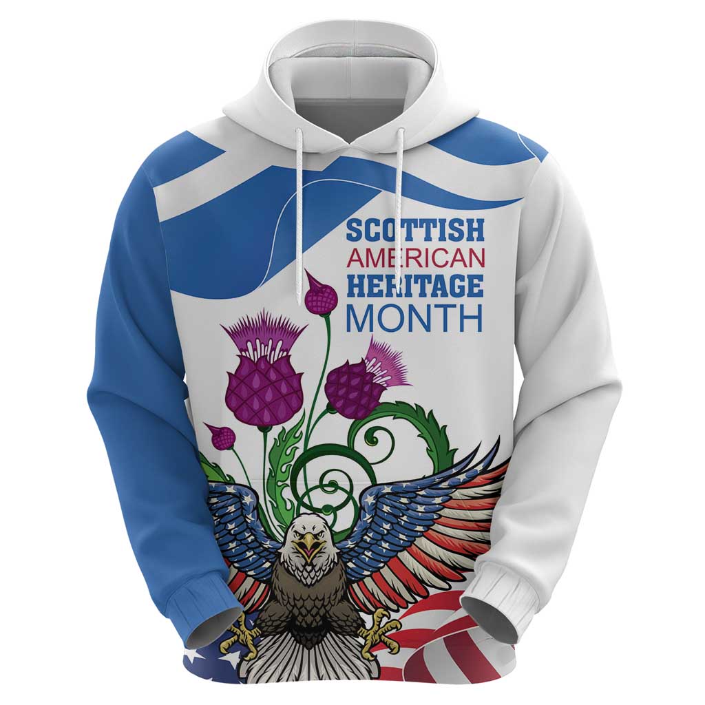 Scottish American Heritage Month Hoodie Thistle And American Eagle LT18