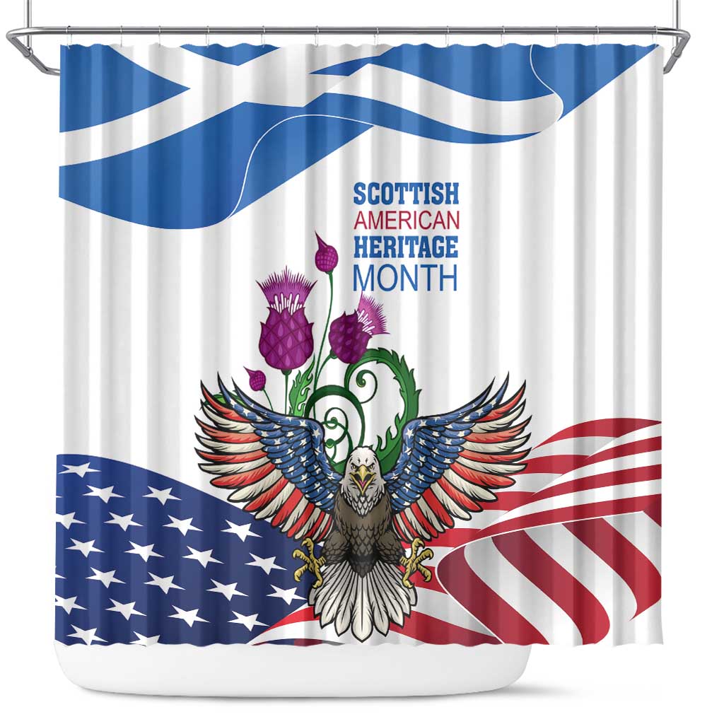 Scottish American Heritage Month Shower Curtain Thistle And American Eagle LT18