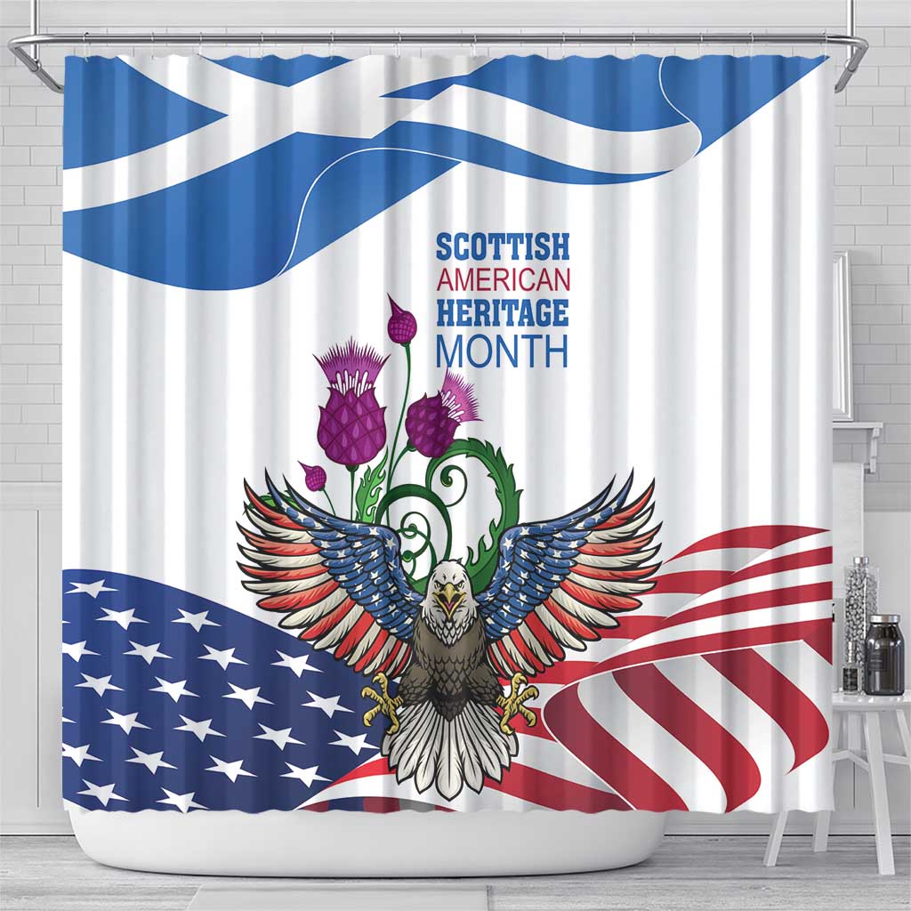 Scottish American Heritage Month Shower Curtain Thistle And American Eagle LT18