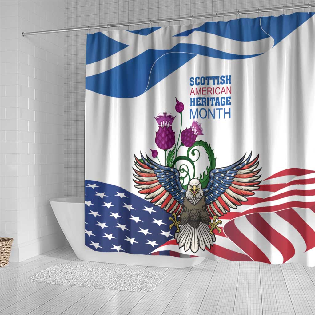 Scottish American Heritage Month Shower Curtain Thistle And American Eagle LT18
