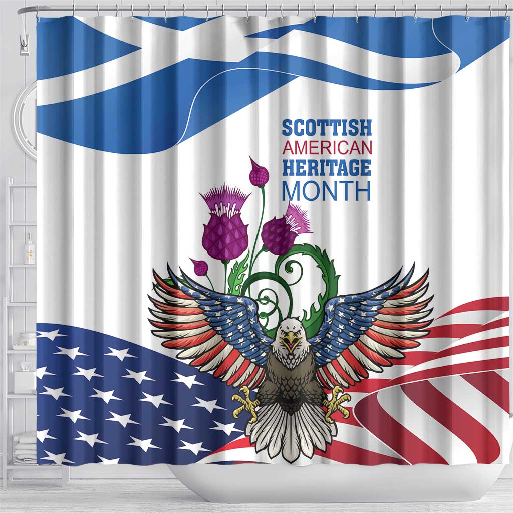 Scottish American Heritage Month Shower Curtain Thistle And American Eagle LT18