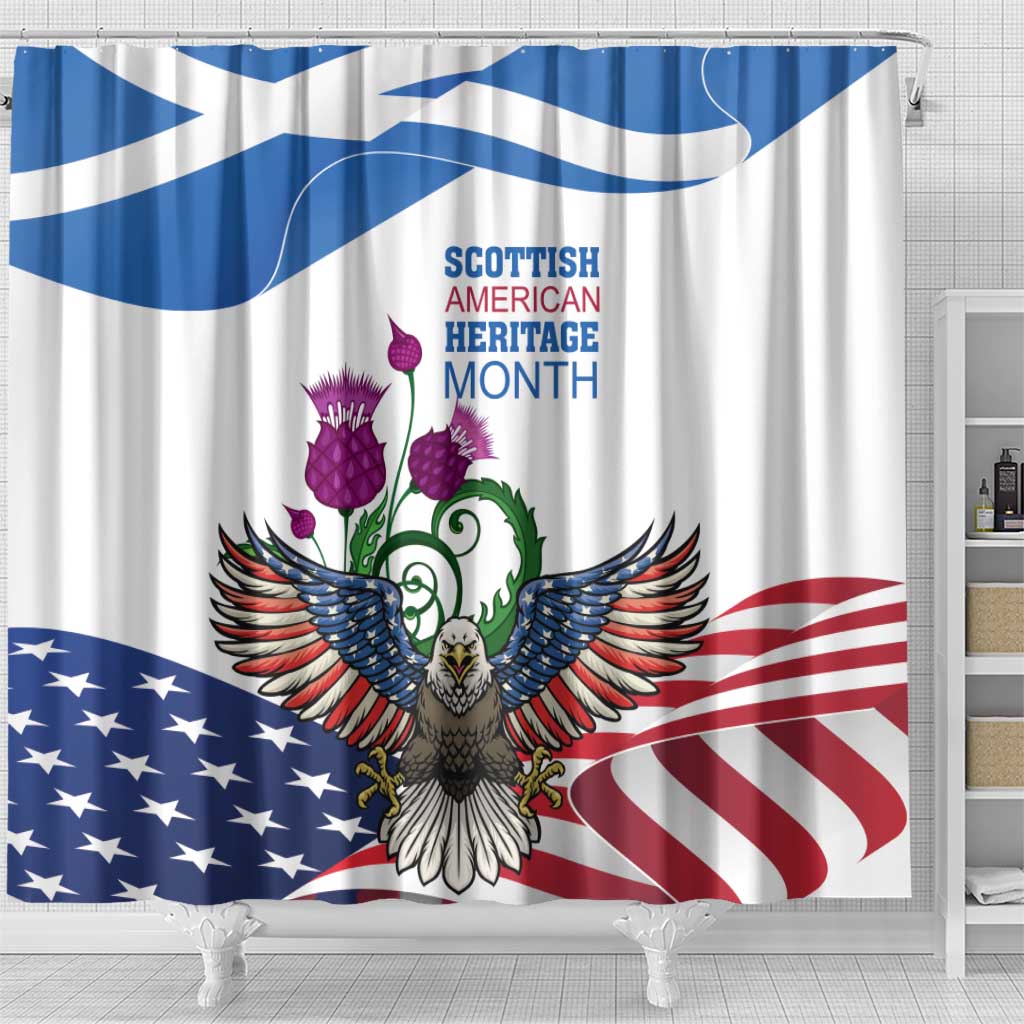 Scottish American Heritage Month Shower Curtain Thistle And American Eagle LT18