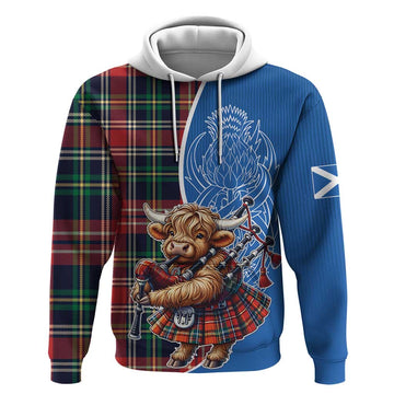 Scottish Tartan Hoodie Highland Cow Playing Bagpipes LT18