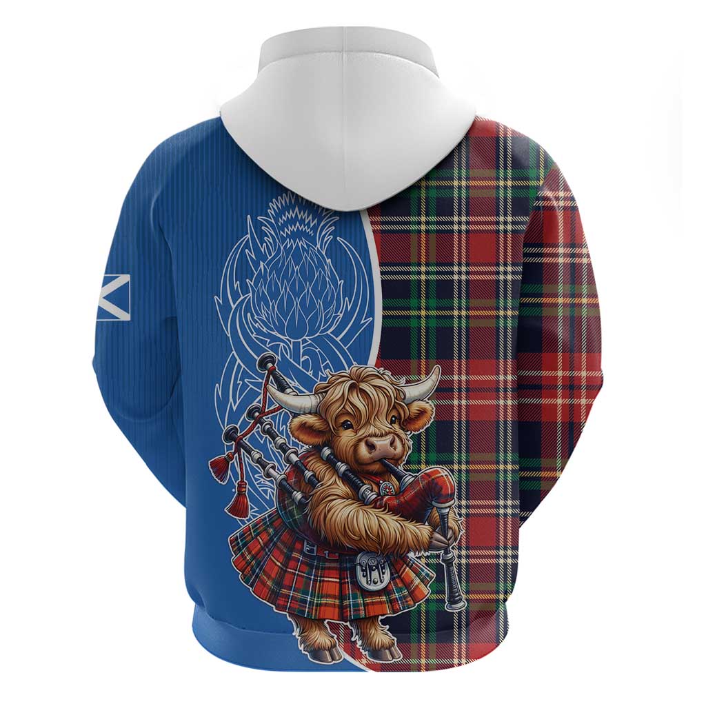 Scottish Tartan Hoodie Highland Cow Playing Bagpipes LT18
