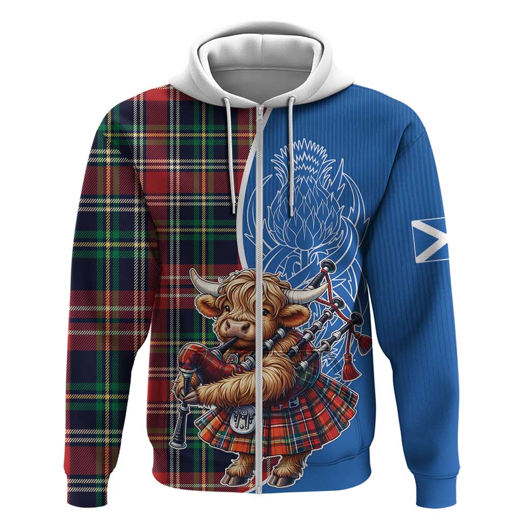 Scottish Tartan Hoodie Highland Cow Playing Bagpipes LT18