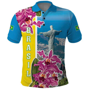 Brazil Cattleya Labiata Polo Shirt Christ The Redeemer And Flag Color Style LT18