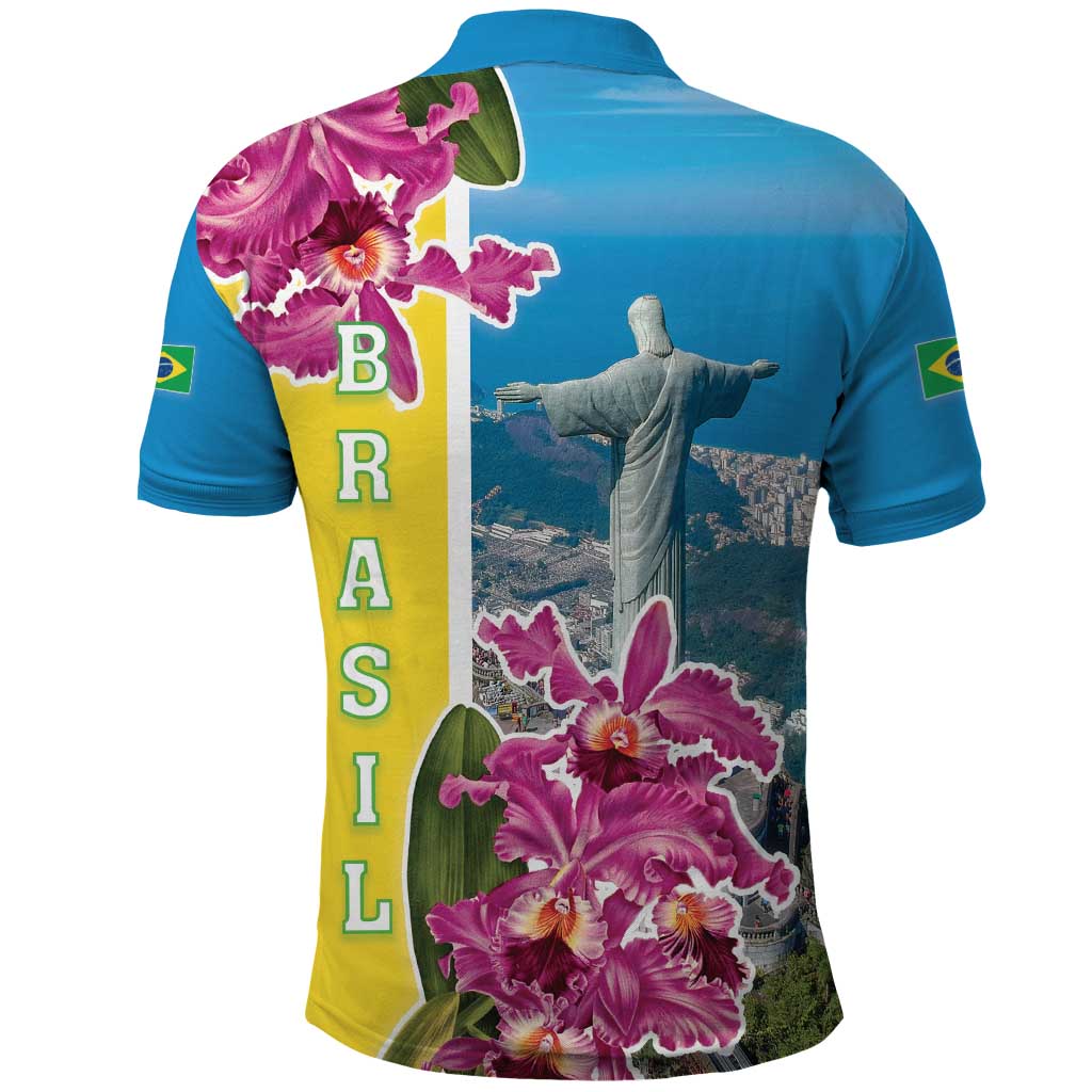 Brazil Cattleya Labiata Polo Shirt Christ The Redeemer And Flag Color Style LT18