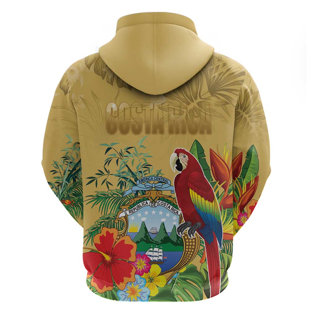 Costa Rica Independence Day Hoodie Scarlet Macaw Parrot Tropical Flowers LT18