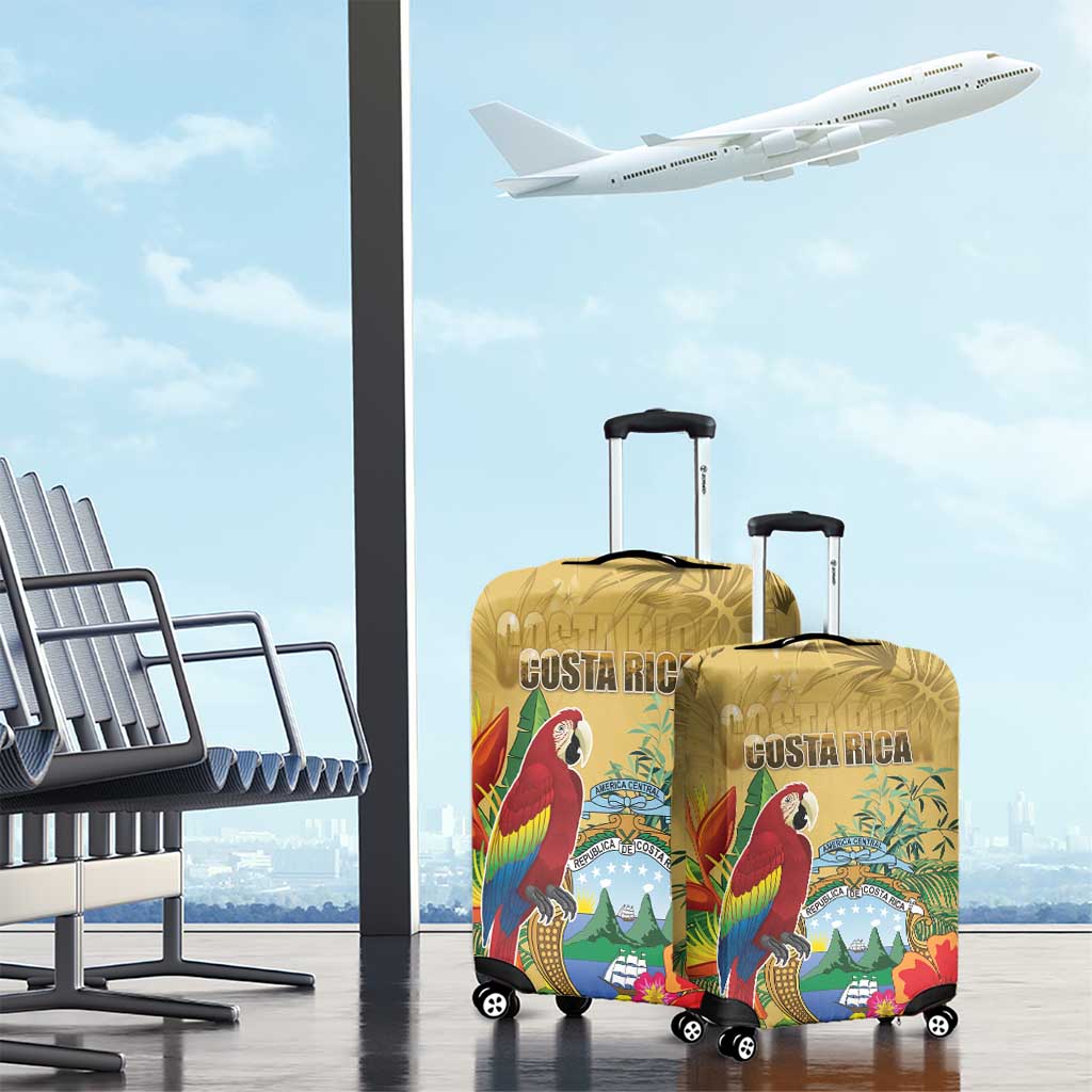 Costa Rica Independence Day Luggage Cover Scarlet Macaw Parrot Tropical Flowers LT18