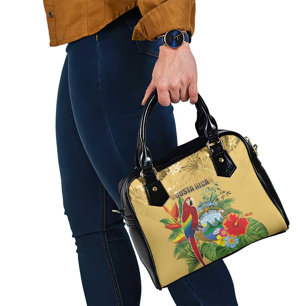 Costa Rica Independence Day Shoulder Handbag Scarlet Macaw Parrot Tropical Flowers LT18