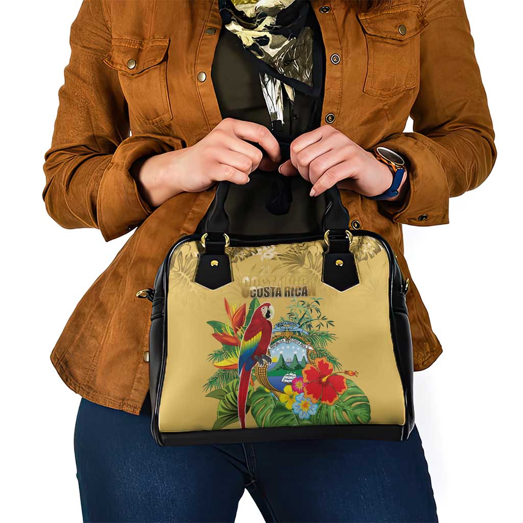 Costa Rica Independence Day Shoulder Handbag Scarlet Macaw Parrot Tropical Flowers LT18