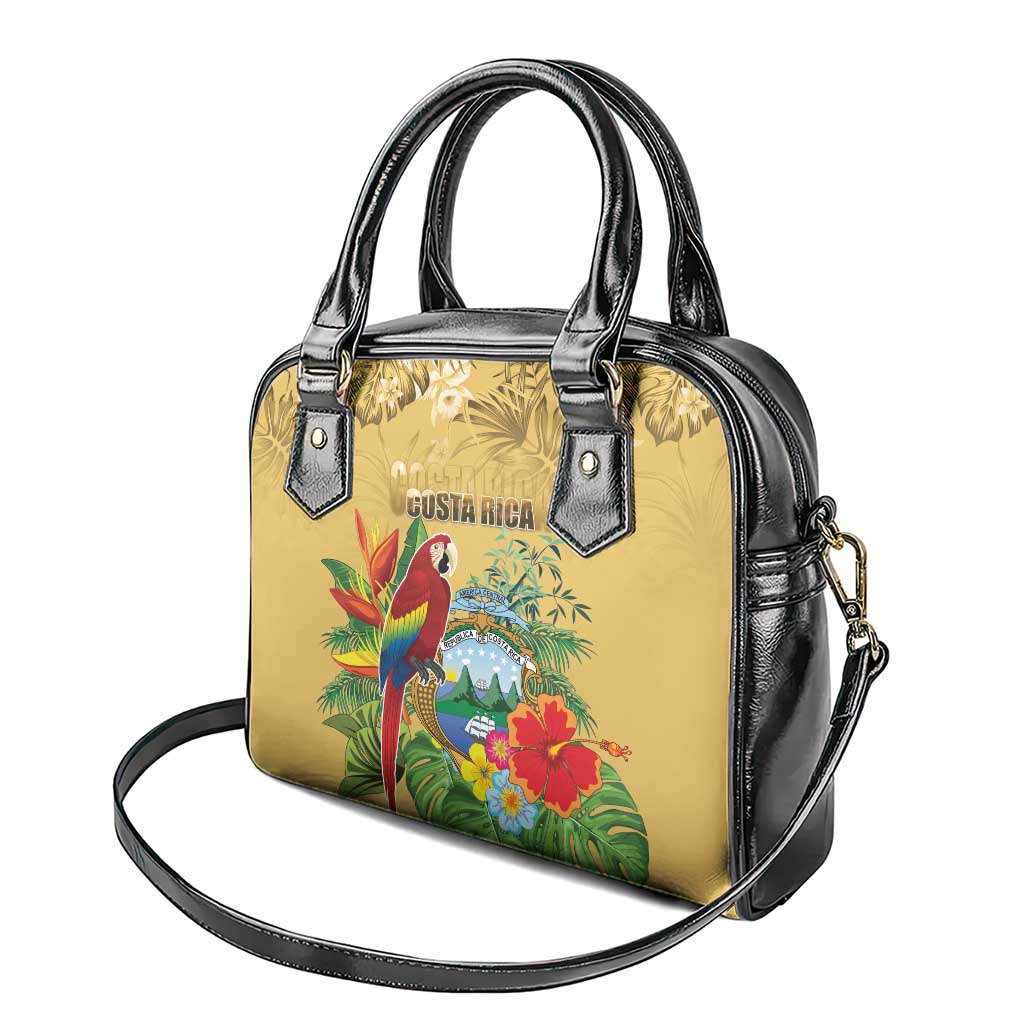 Costa Rica Independence Day Shoulder Handbag Scarlet Macaw Parrot Tropical Flowers LT18