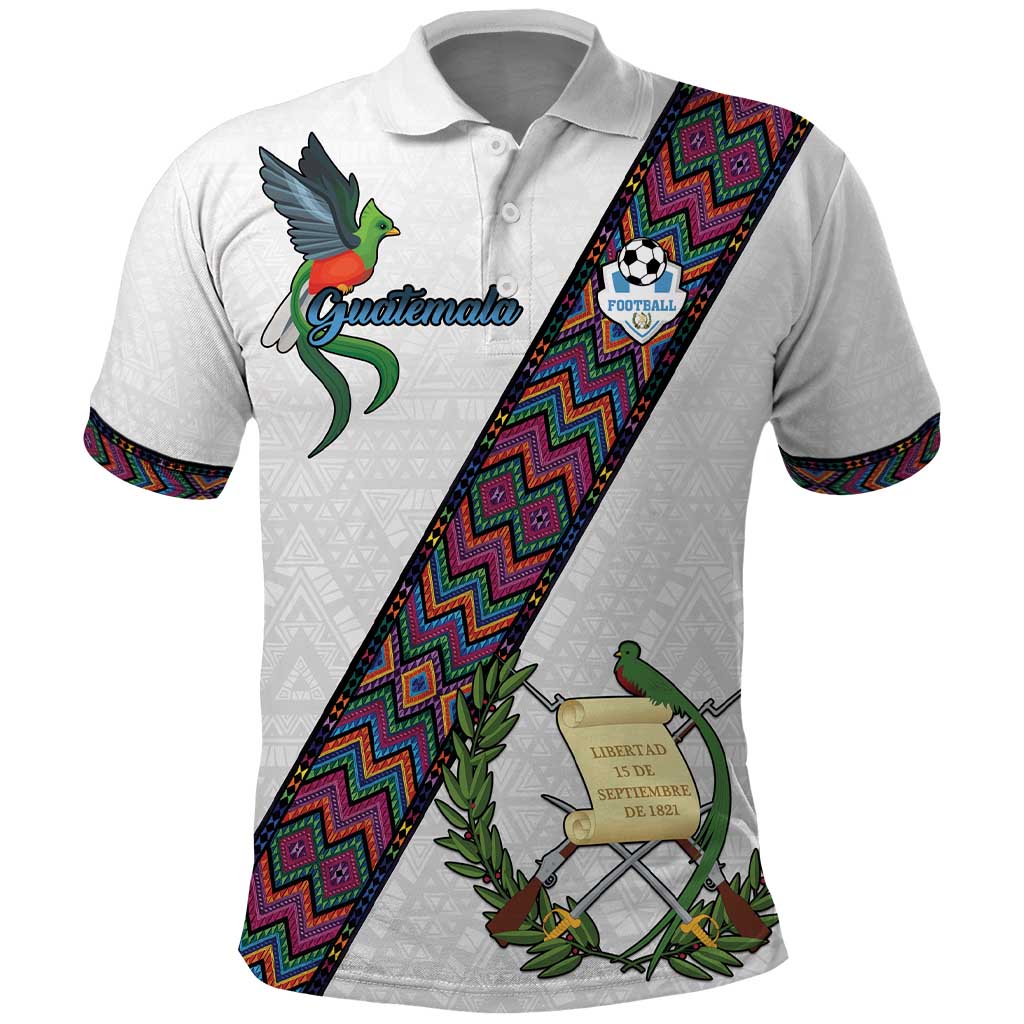 Custom Guatemala Football Polo Shirt Los Chapines White Version LT18