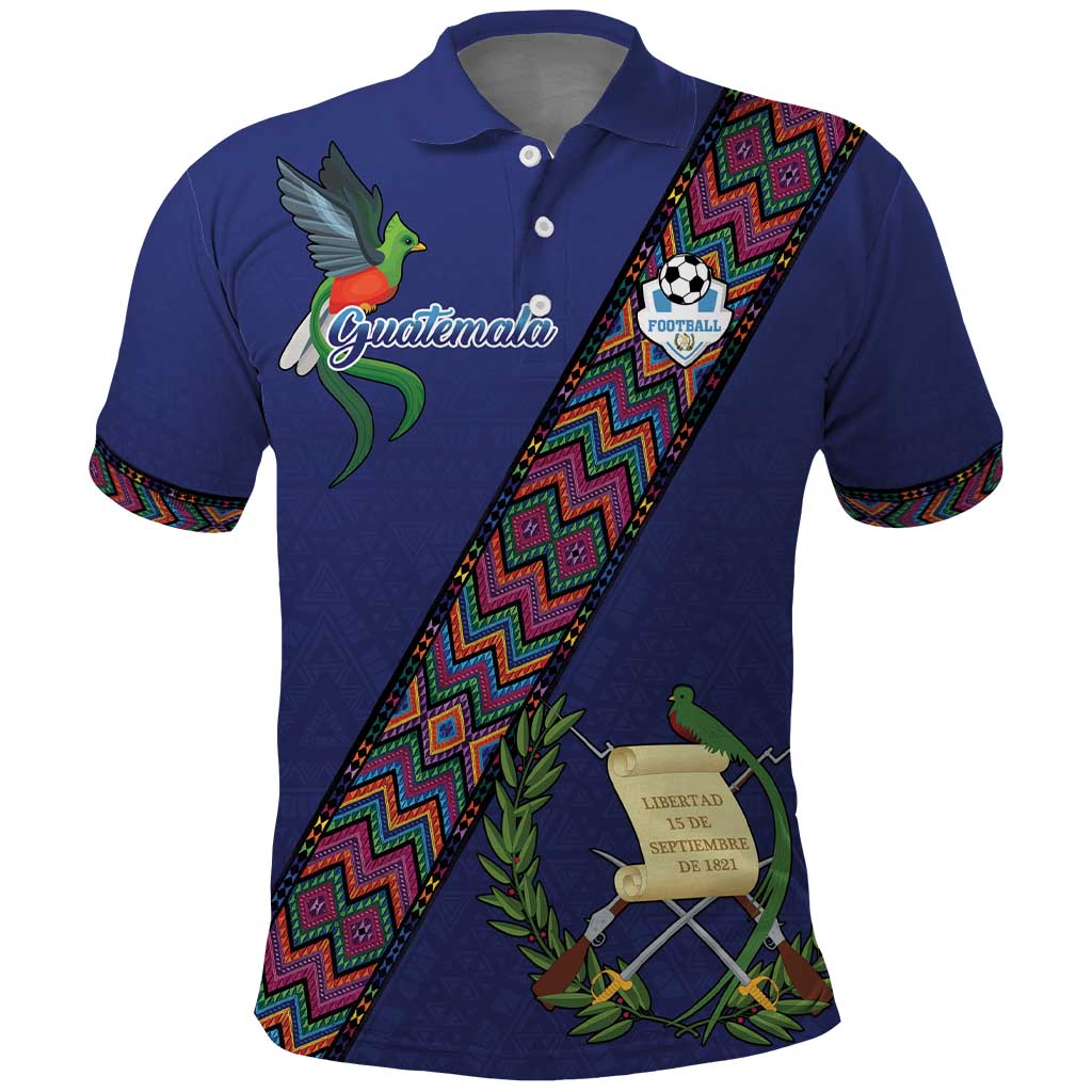 Custom Guatemala Football Polo Shirt Los Chapines Blue Version LT18