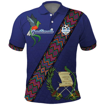 Custom Guatemala Football Polo Shirt Los Chapines Blue Version LT18