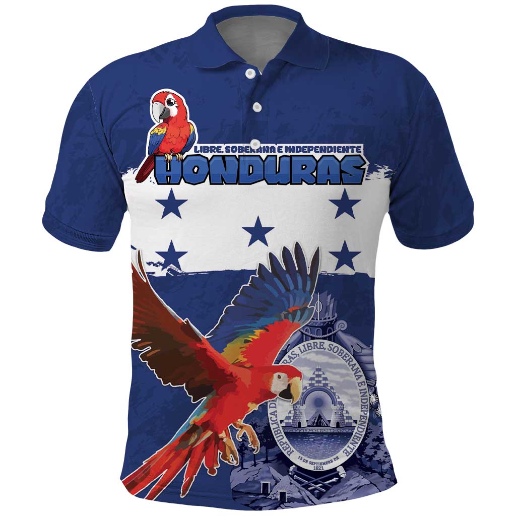 Honduras Independence Day Polo Shirt Scarlet Macaw Flag Style LT18