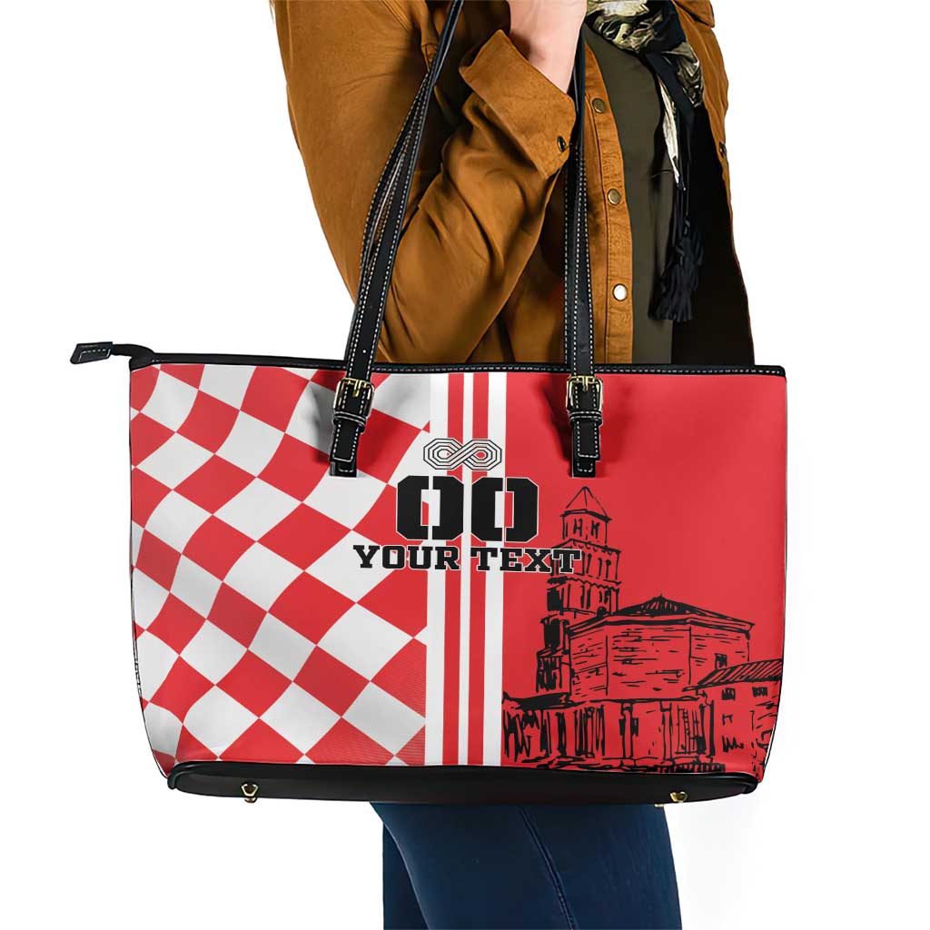 Custom Croatia Leather Tote Bag Checkerboard Hrvatska Simple Style LT18