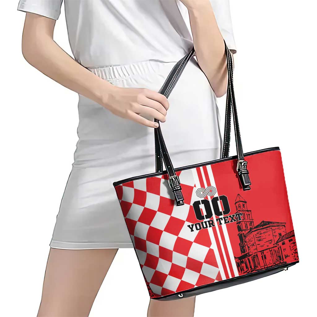Custom Croatia Leather Tote Bag Checkerboard Hrvatska Simple Style LT18
