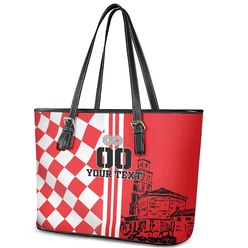 Custom Croatia Leather Tote Bag Checkerboard Hrvatska Simple Style LT18