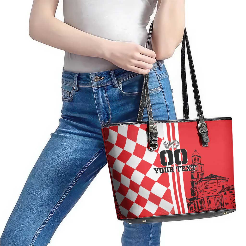 Custom Croatia Leather Tote Bag Checkerboard Hrvatska Simple Style LT18