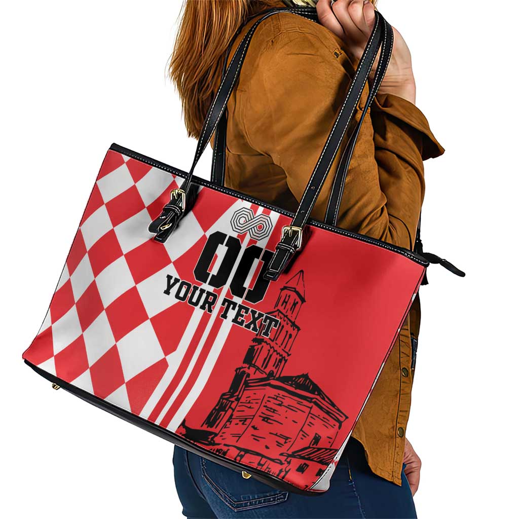 Custom Croatia Leather Tote Bag Checkerboard Hrvatska Simple Style LT18