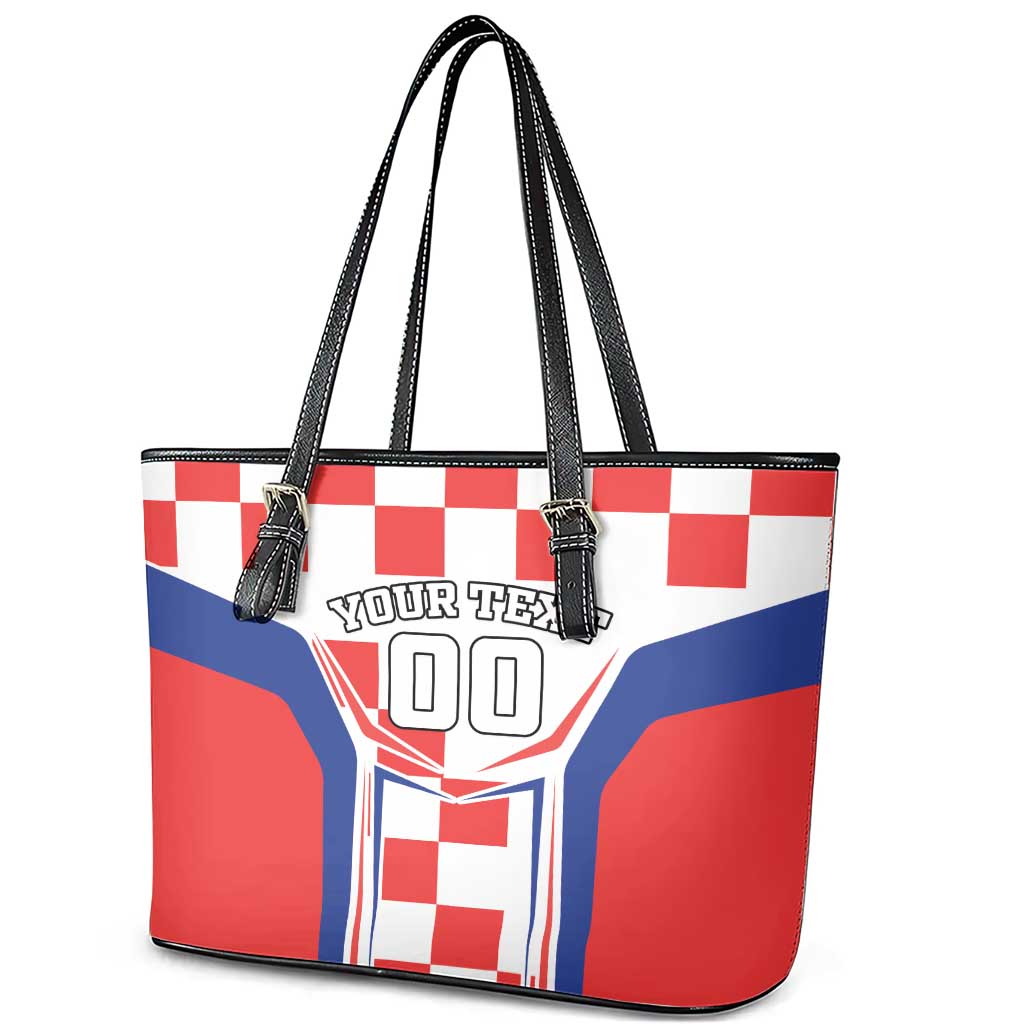 Custom Croatia Checkerboard Leather Tote Bag Simple Style LT18