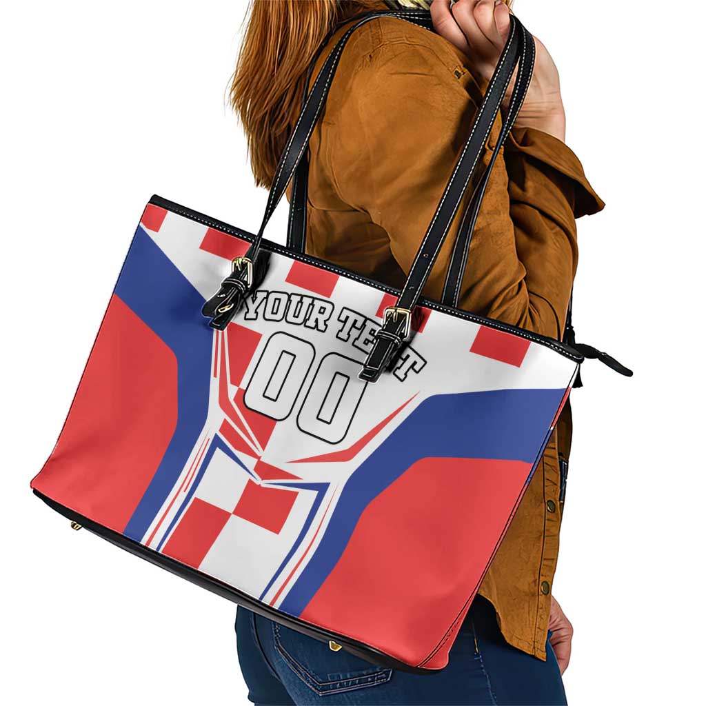 Custom Croatia Checkerboard Leather Tote Bag Simple Style LT18