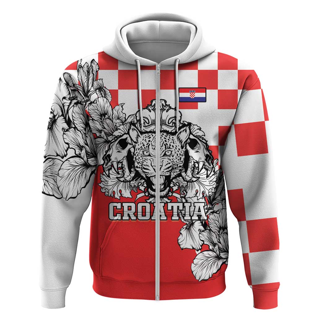Personalized Croatia Leopard Heads Hoodie With Iris LT18