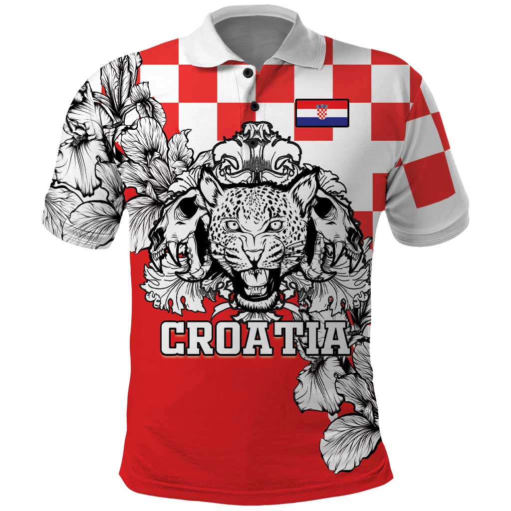 Personalized Croatia Leopard Heads Polo Shirt With Iris LT18