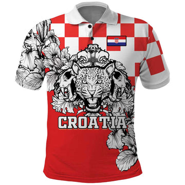 Personalized Croatia Leopard Heads Polo Shirt With Iris LT18