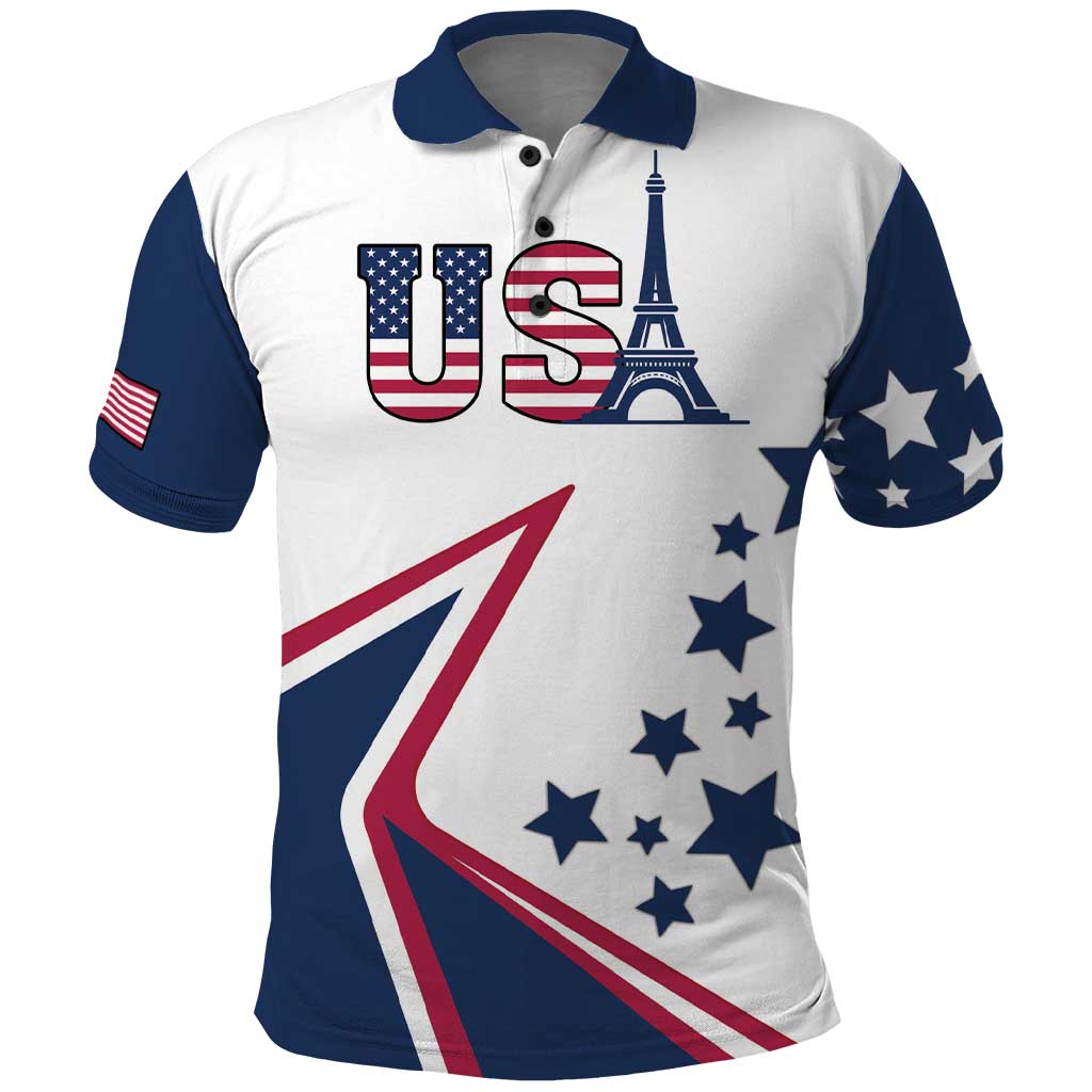 Custom USA Summer Sport 2024 Polo Shirt Eiffel Tower 2024 LT18