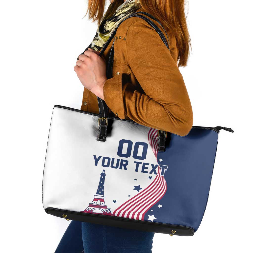 Custom USA Summer Sport 2024 Leather Tote Bag Flag Of The United States LT18