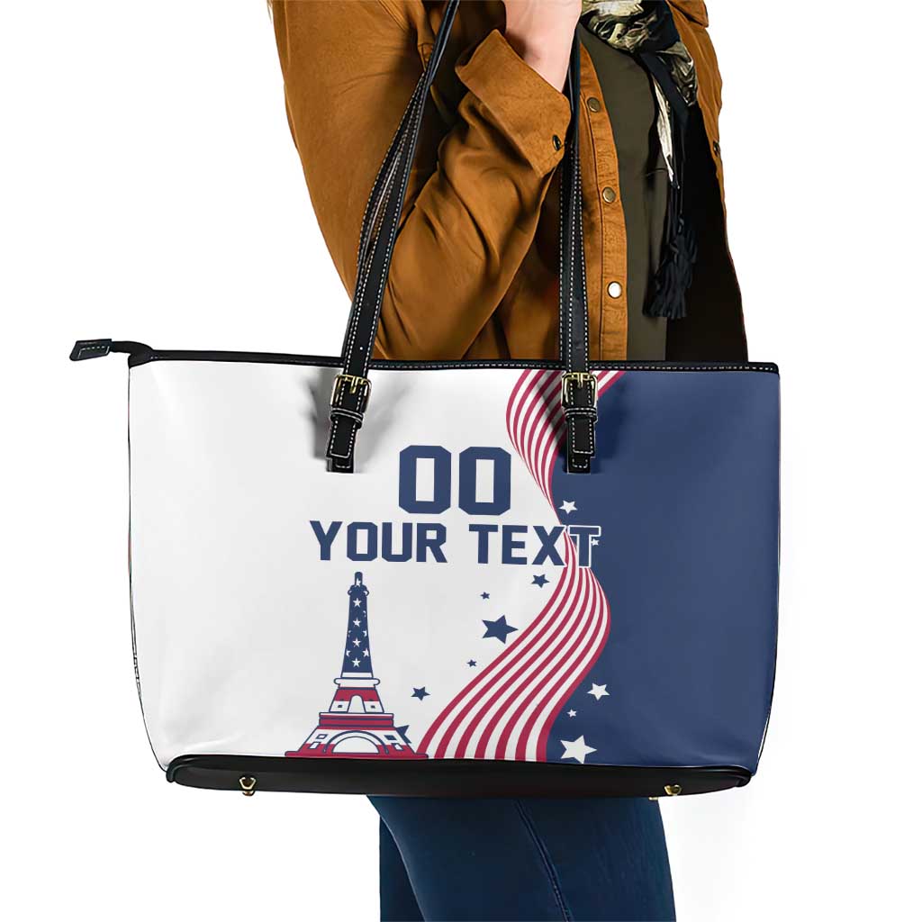 Custom USA Summer Sport 2024 Leather Tote Bag Flag Of The United States LT18