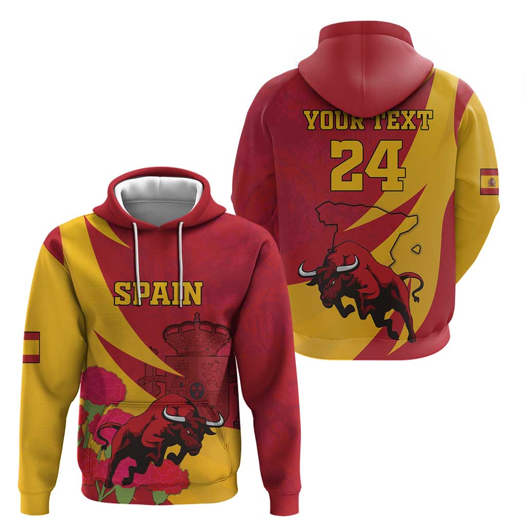 Custom Spain Aggressive Fighting Bull Hoodie With Carnation Flowers LT18