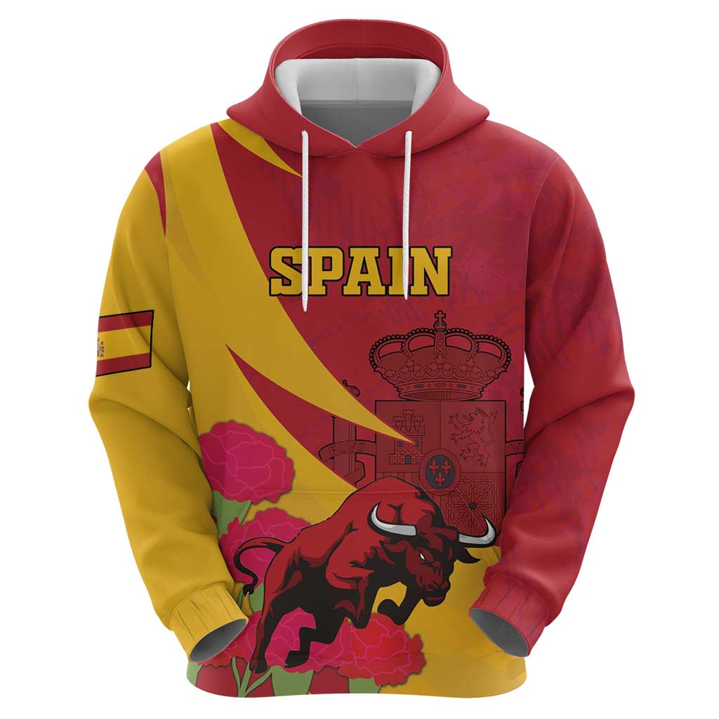 Custom Spain Aggressive Fighting Bull Hoodie With Carnation Flowers LT18