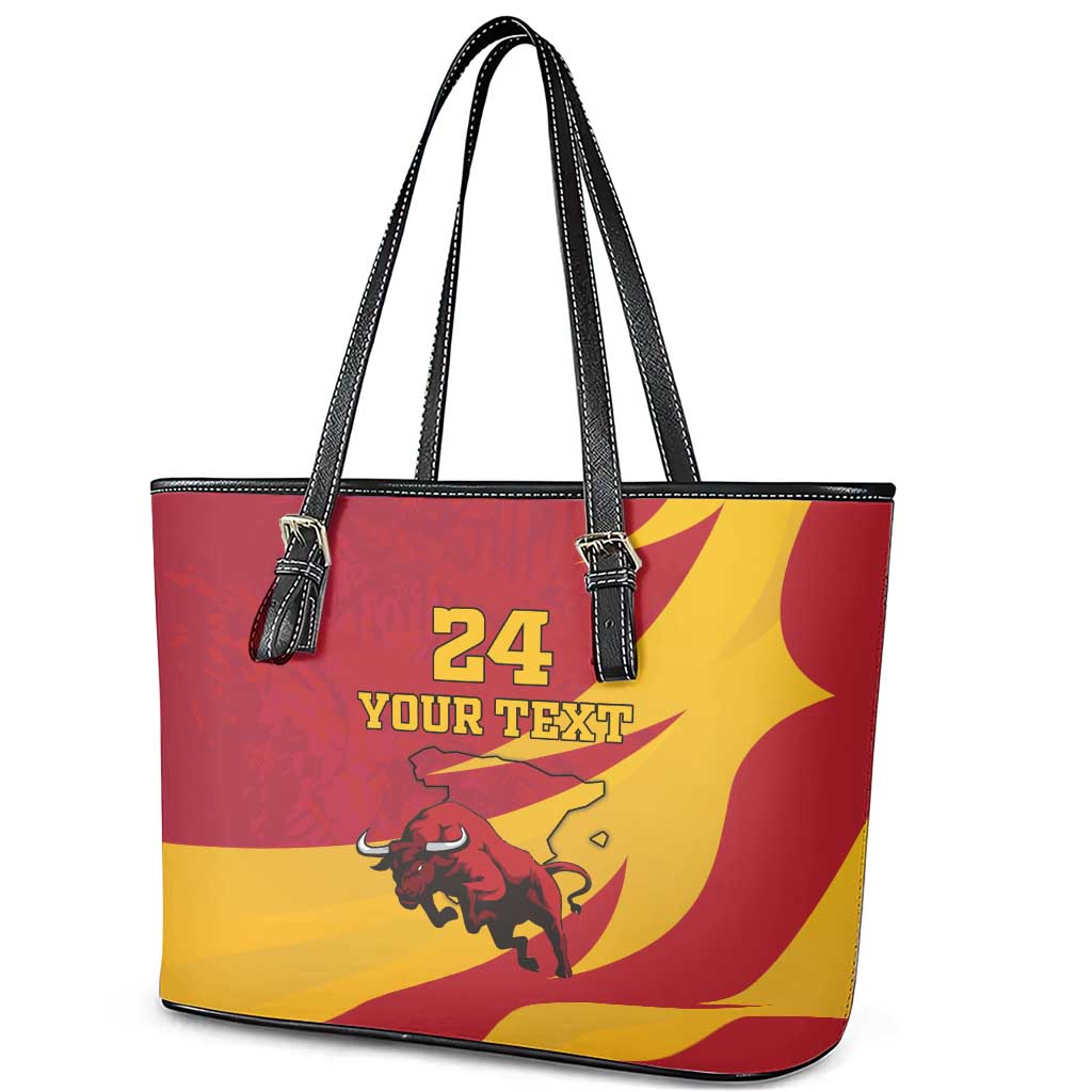 Custom Spain Aggressive Fighting Bull Leather Tote Bag With Carnation Flowers LT18