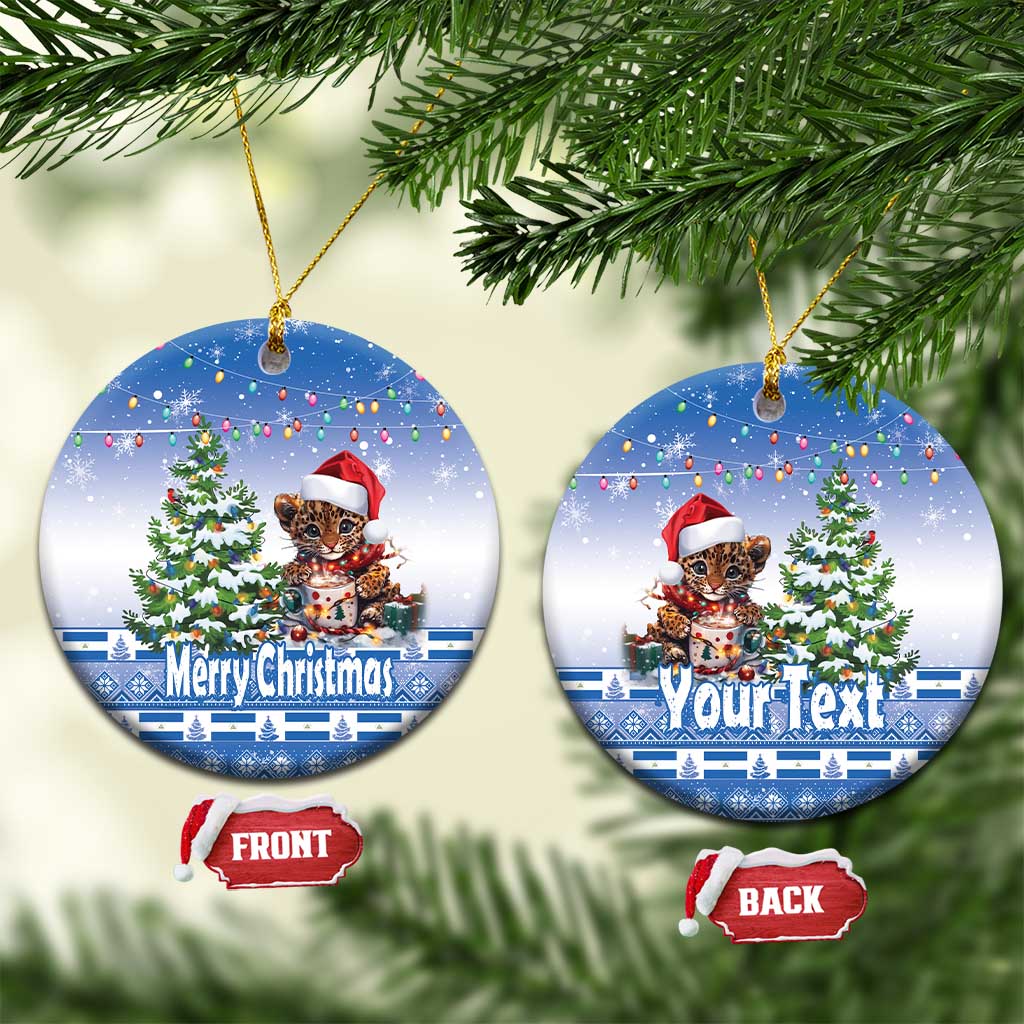 Personalized Nicaragua Christmas Ceramic Ornament Panthera Onca Cute With Christmas Tree LT18