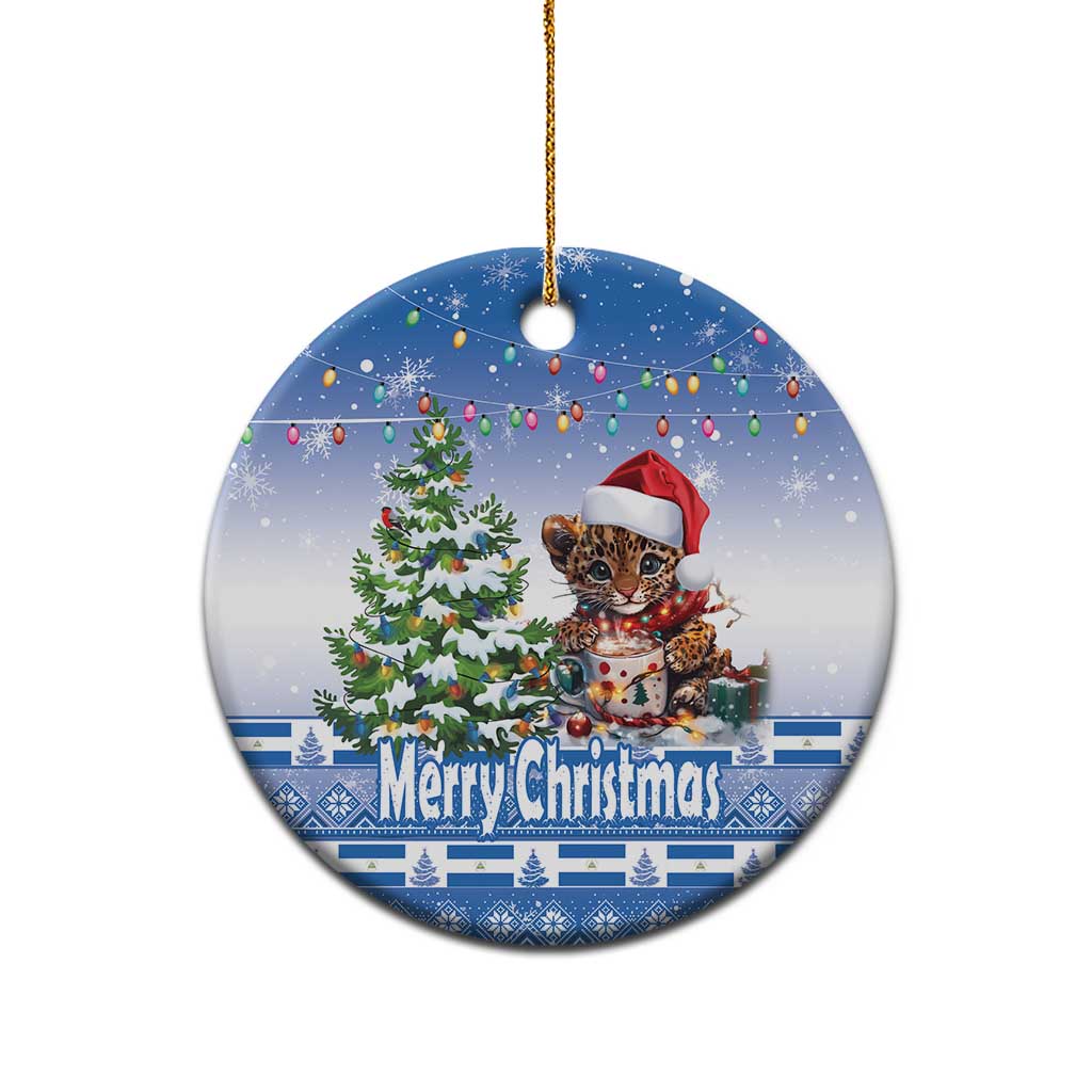 Personalized Nicaragua Christmas Ceramic Ornament Panthera Onca Cute With Christmas Tree LT18